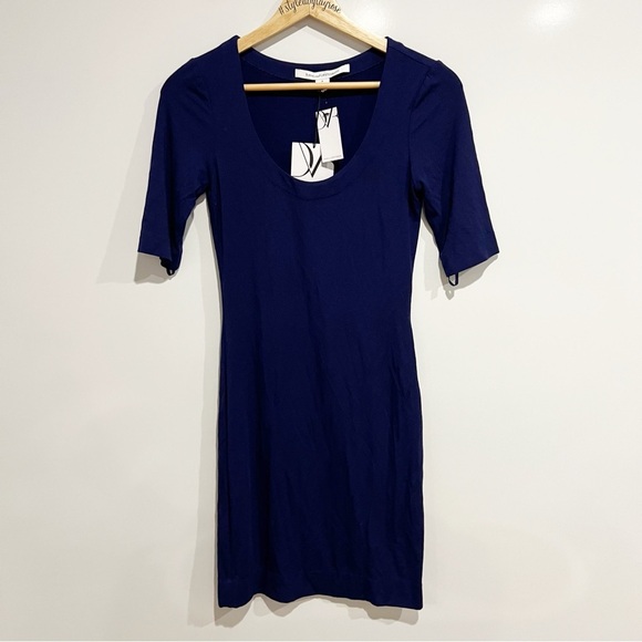 NWT DIANE VON FURSTENBERG Raquel Scoop Neck Dress in Purple Haze - Picture 2 of 7